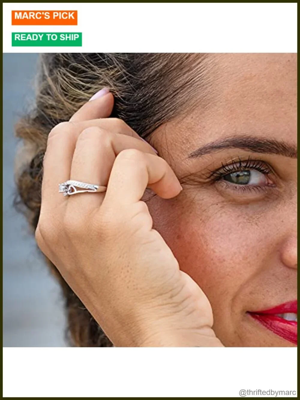 10K Rose Gold & Sterling Silver Diamond Promise Ring 1/10 Carat Halo Heart